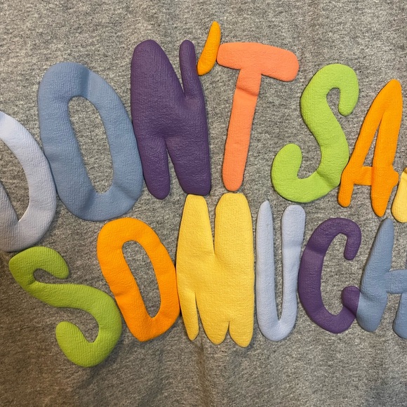 New Wave Street Culture Design heather gray tee w/ puffy Don’t Say So Much sz M - Picture 6 of 10